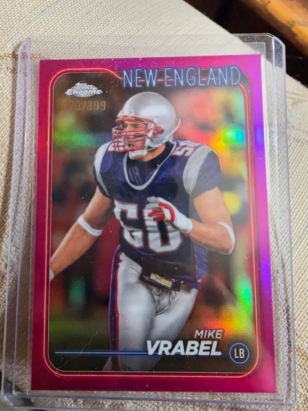 2023 Topps Chrome Mike Vrabel Parriots Pink Parallel