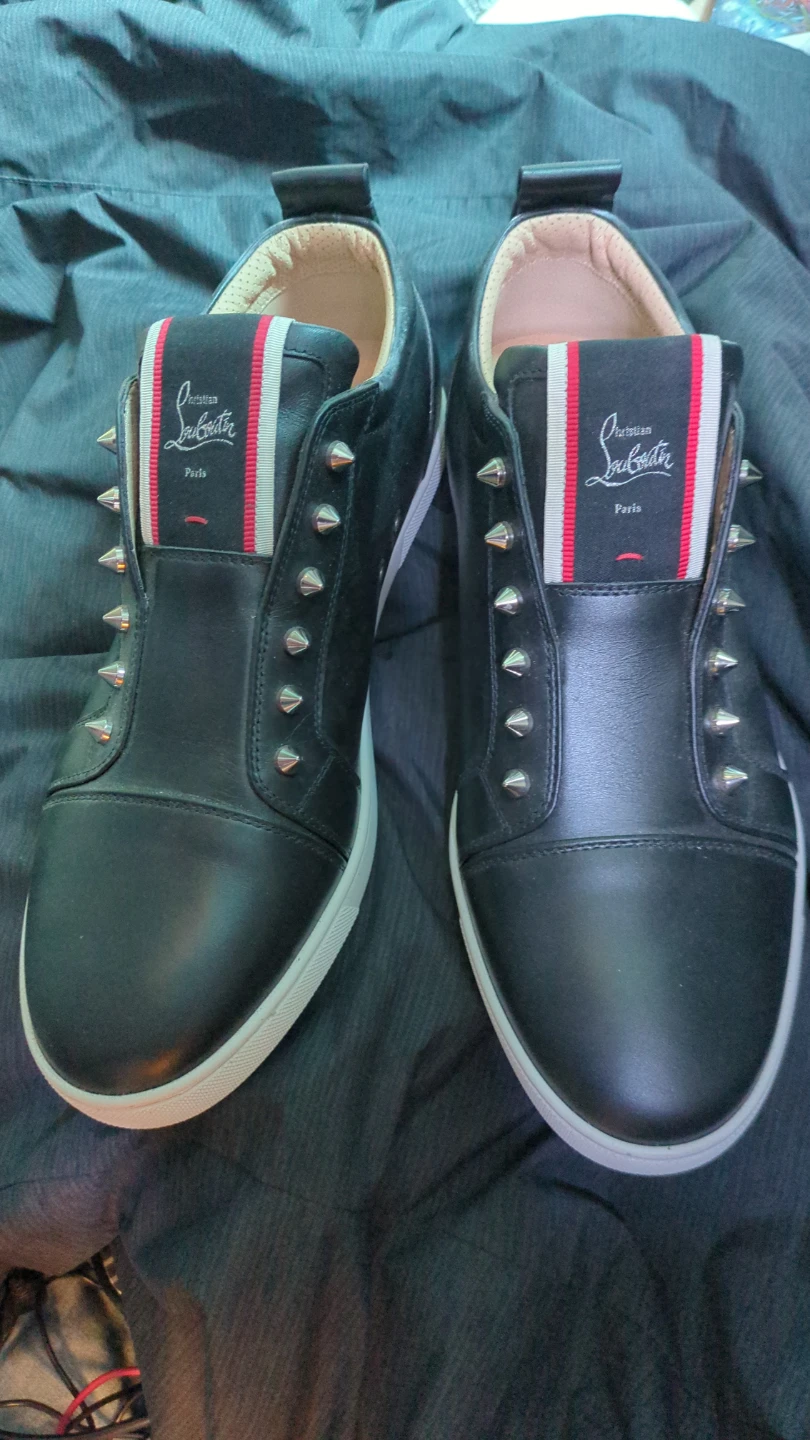 Christian Louboutin Black Leather Spiked Sneakers ⚽Size 46 - photo 4