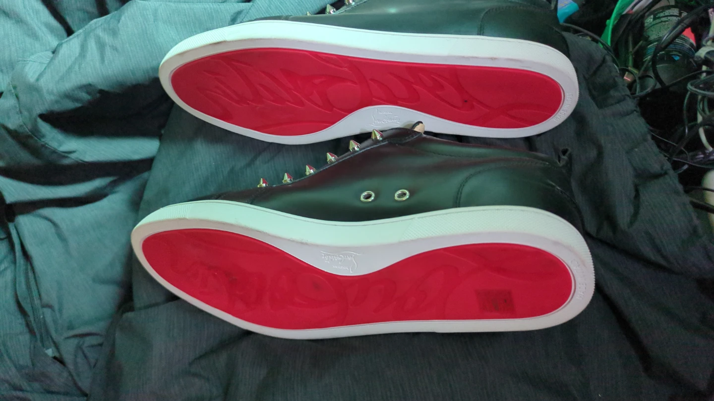 Christian Louboutin Black Leather Spiked Sneakers ⚽Size 46 - photo 5