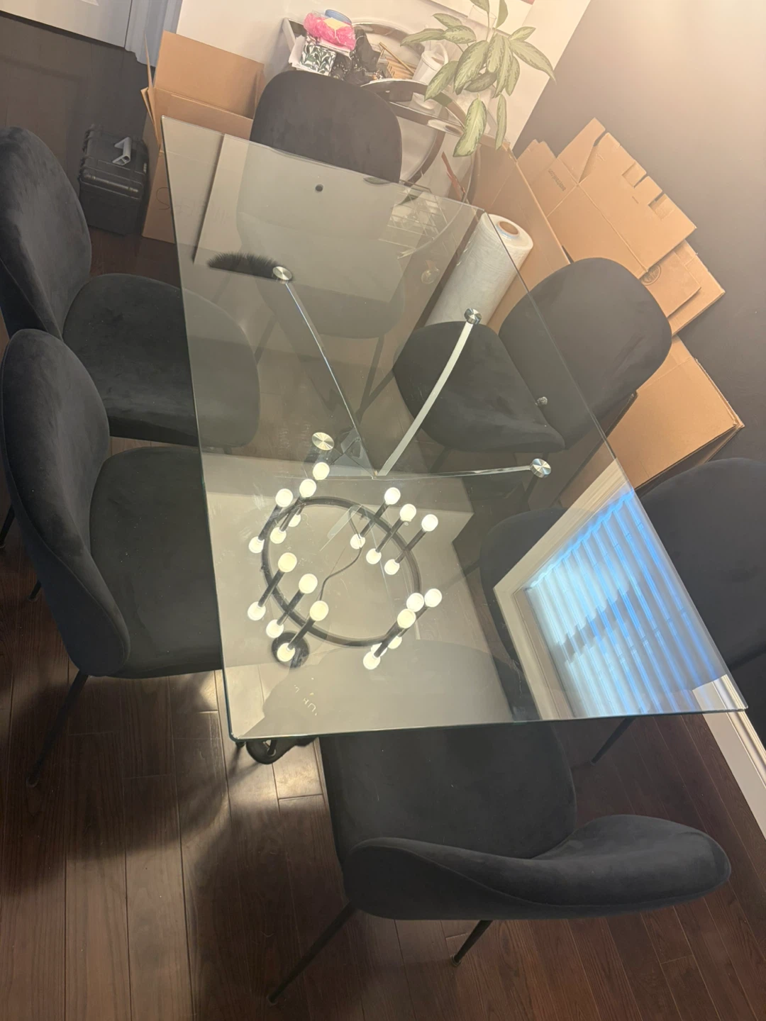 Glass Dining Table with 6 Black Chairs - photo 5