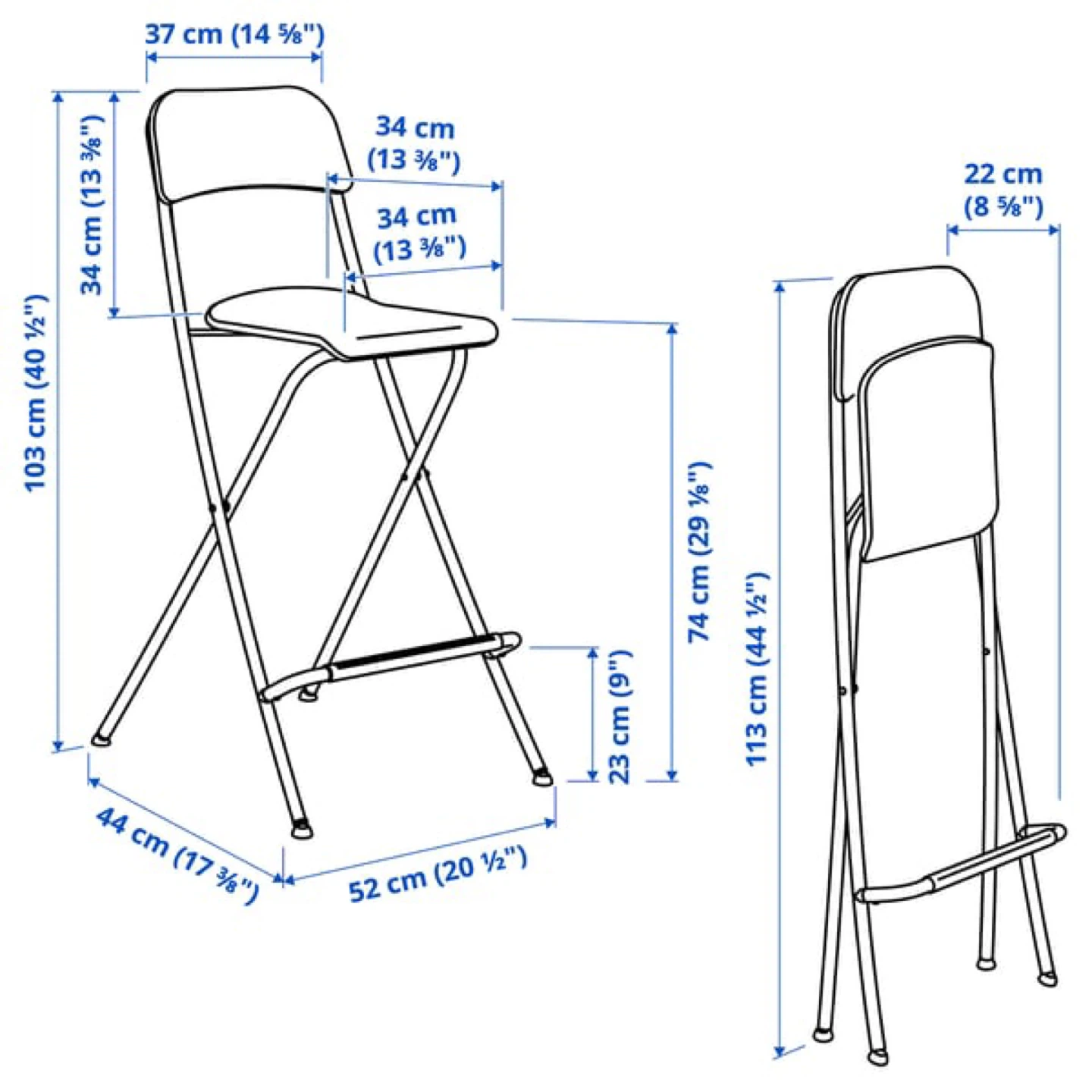 IKEA White Bar Stools with Backrest, foldable - photo 3