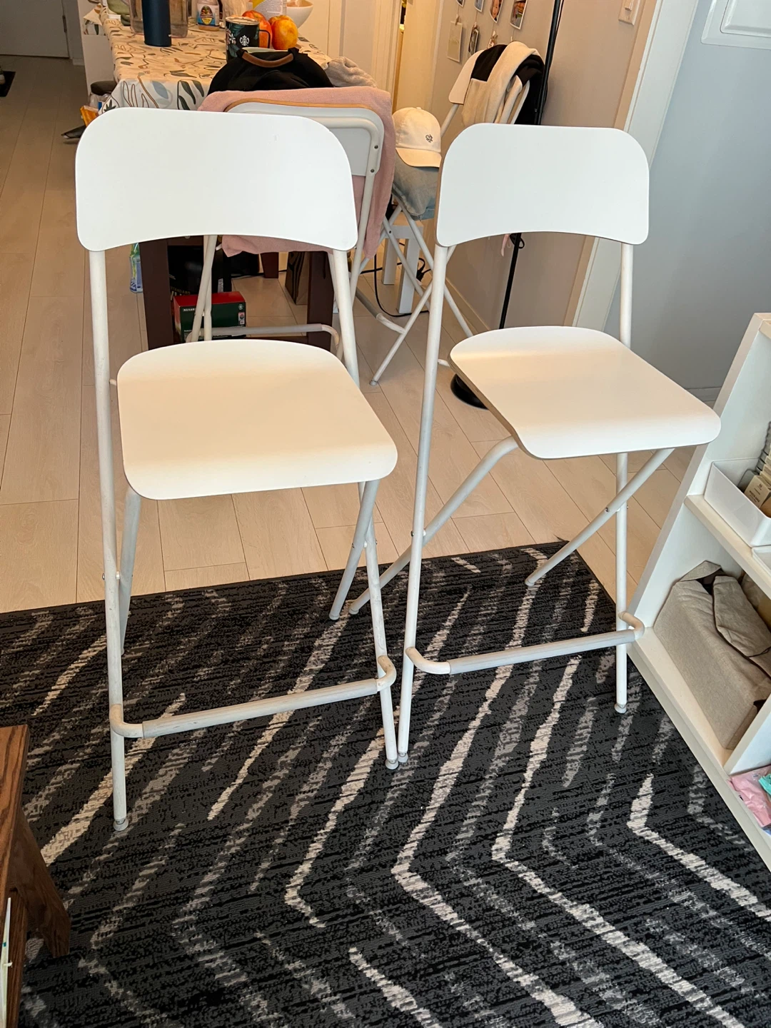 IKEA White Bar Stools with Backrest, foldable - photo 2