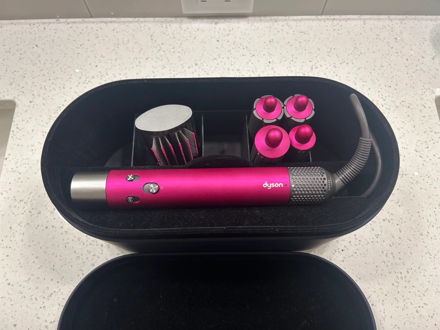 Pink Dyson Airwrap, attachments and Case