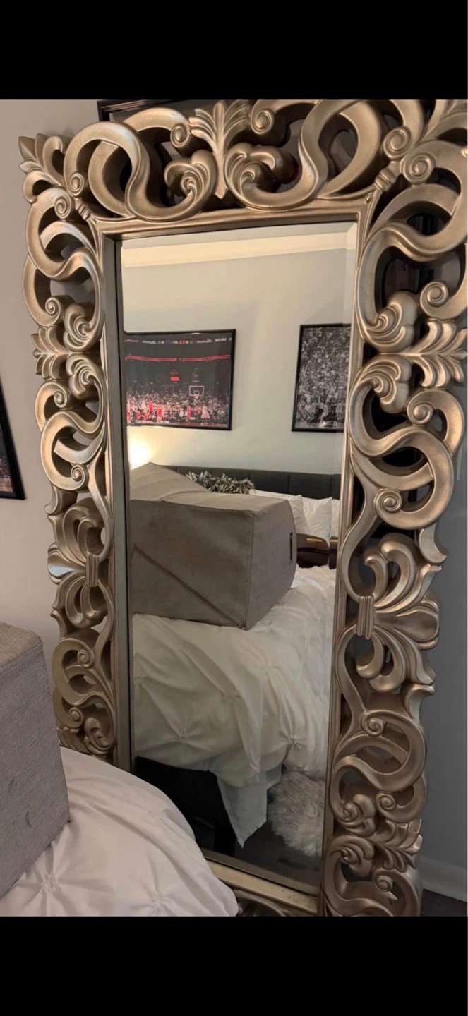 Ornate Silver Floor Mirror