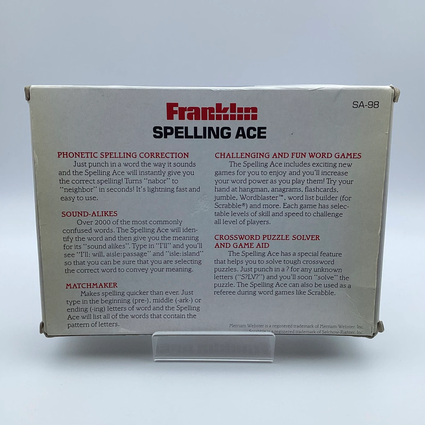 Franklin Spelling Ace SA-98 Third Edition Electronic Corrector - photo 2