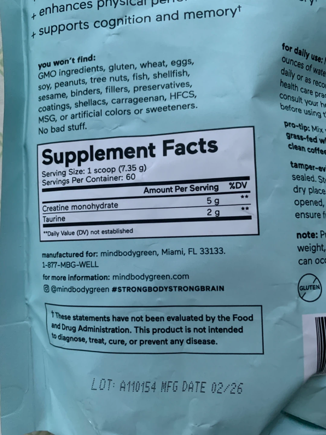 mindbodygreen Creatine With Taurine + Whey Protein Isolate - photo 5