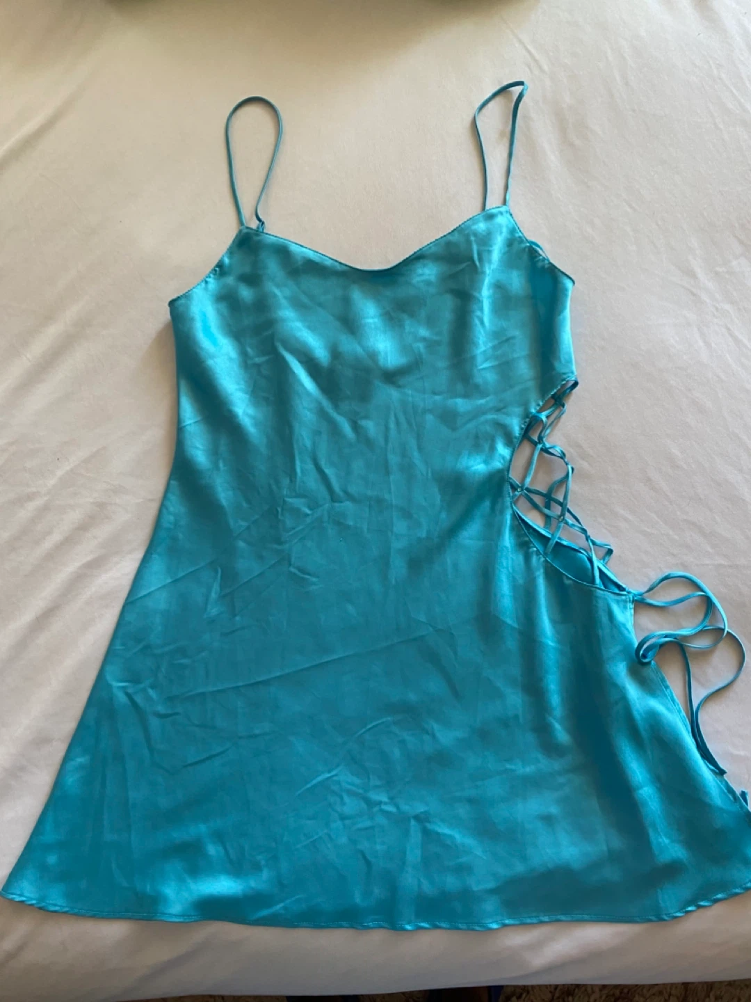 La Senza Lingerie Blue Lace-Up Slip Dress