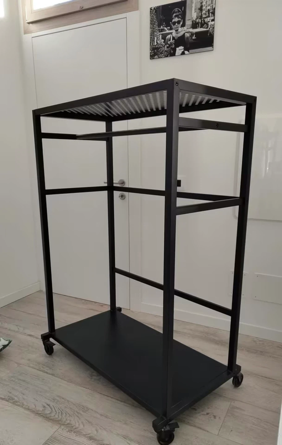 Industrial Rolling Garment Wardrobe Rack / Storage Shelf