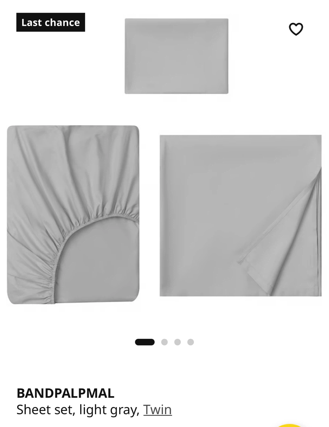 New✨IKEA Twin Sheet Set - Light Gray - photo 4