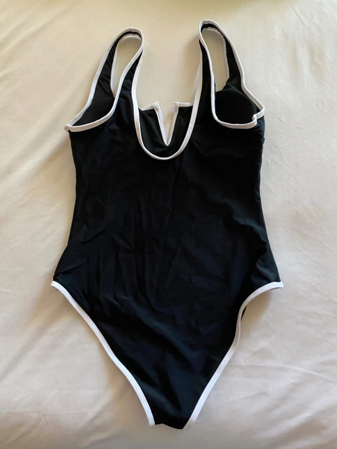 Black One-Piece Swimsuit with White Trim - photo 2