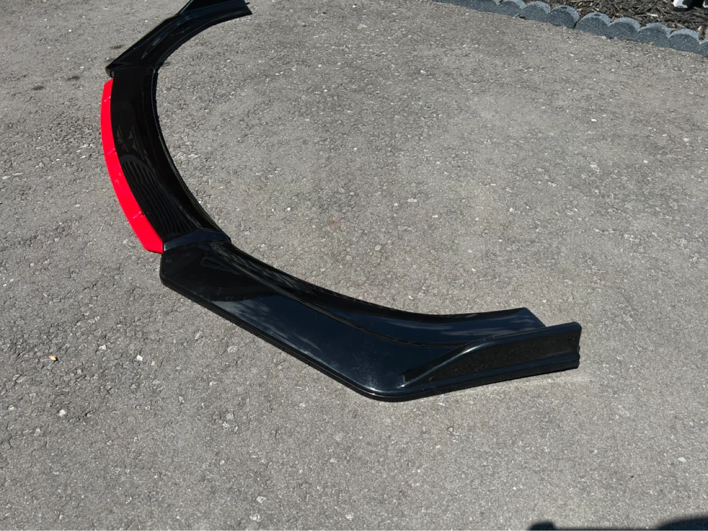 Glossy Black Front Lip Splitter with Red Accent