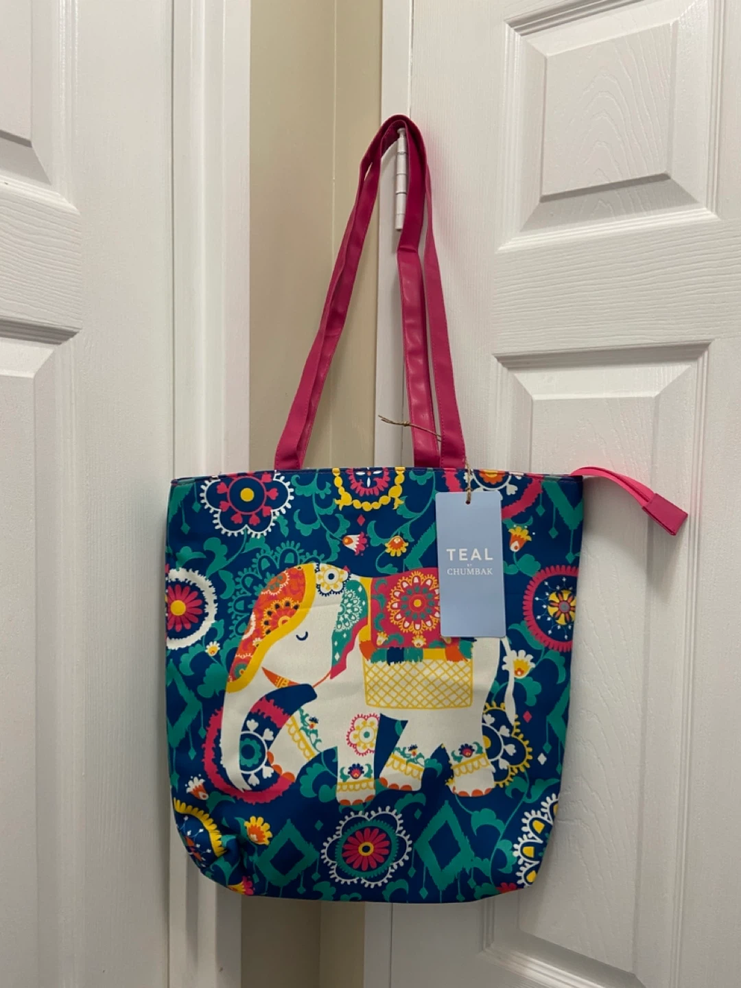 Teal Chumbak Elephant Tote Bag