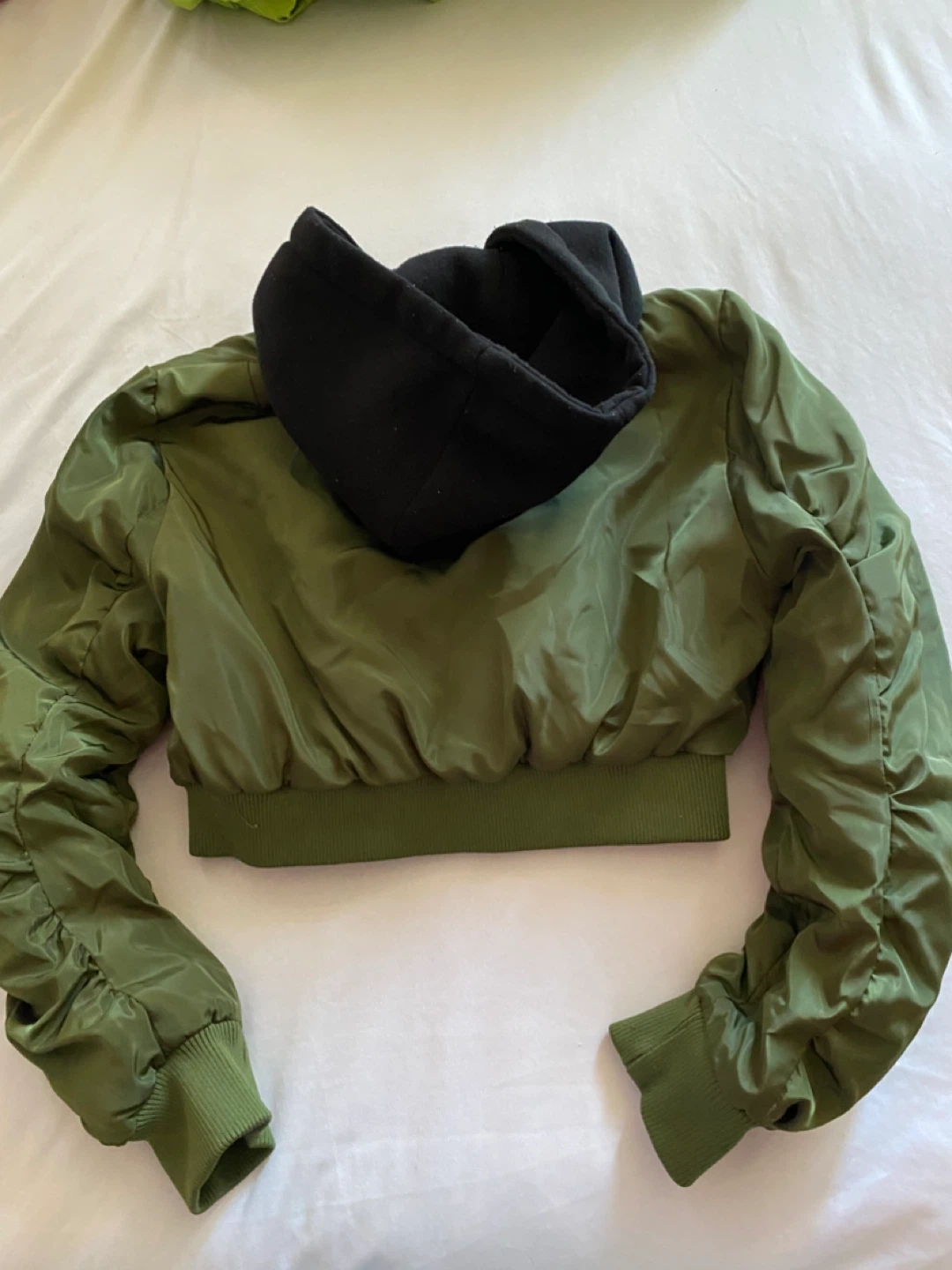Forever 21 Bomber Jacket with Hood - Green - Size M - photo 3