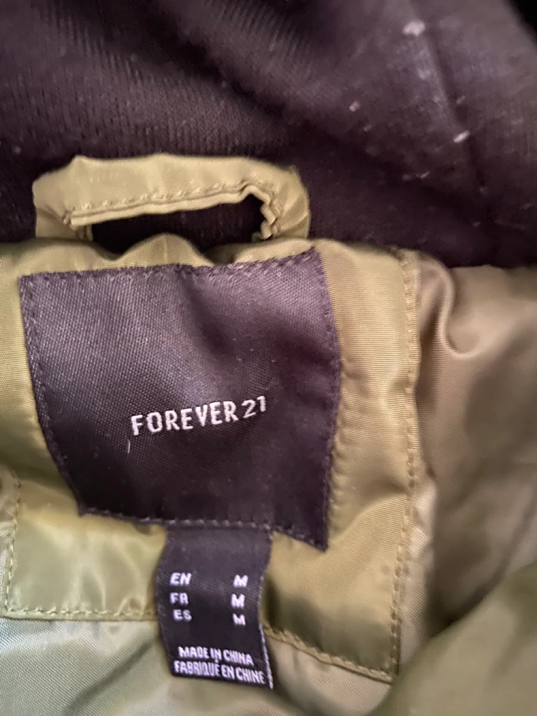Forever 21 Bomber Jacket with Hood - Green - Size M - photo 2