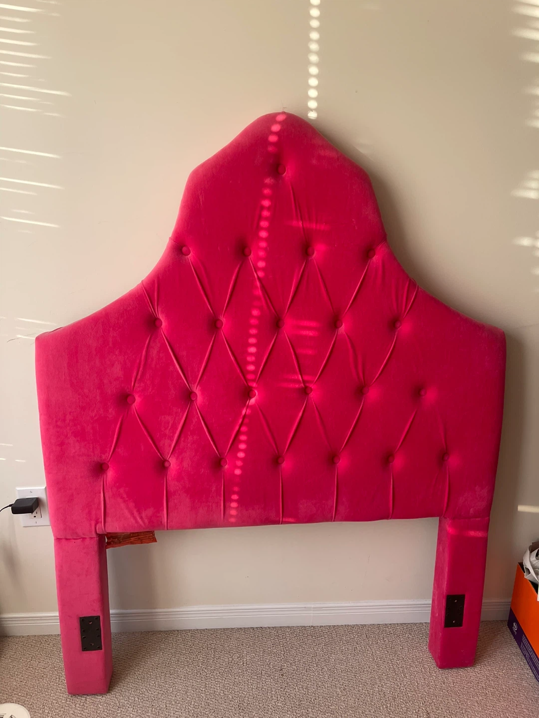 Velvet Tufted Headboard - Bright Pink