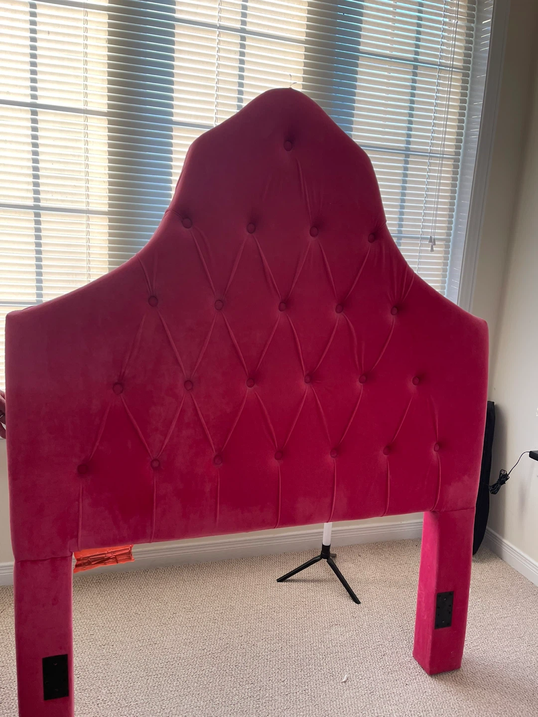Velvet Tufted Headboard - Bright Pink - photo 2
