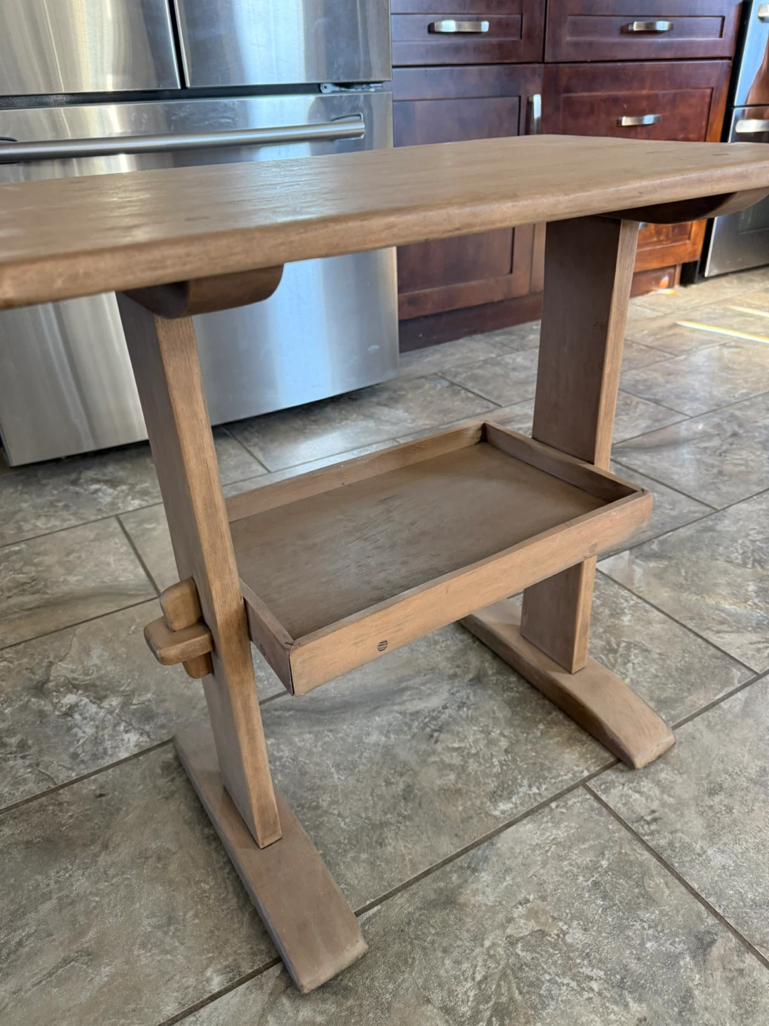 Antique Wooden Side Table with Tray - photo 2