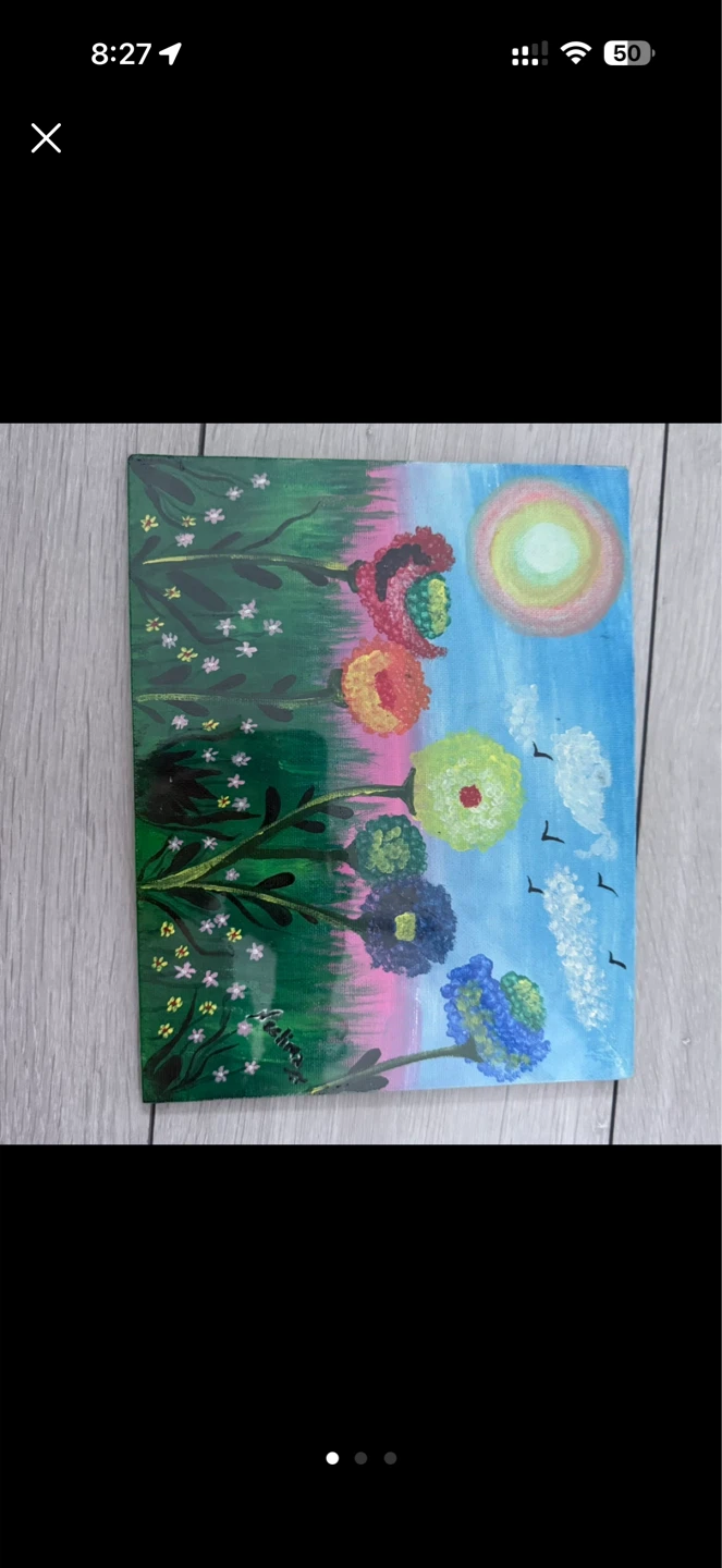 Hand-painted Floral Canvas Art - photo 2