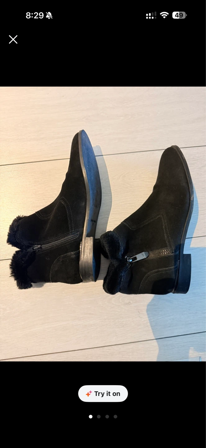 Marc Fisher Black Suede Fur Lined Ankle Boots