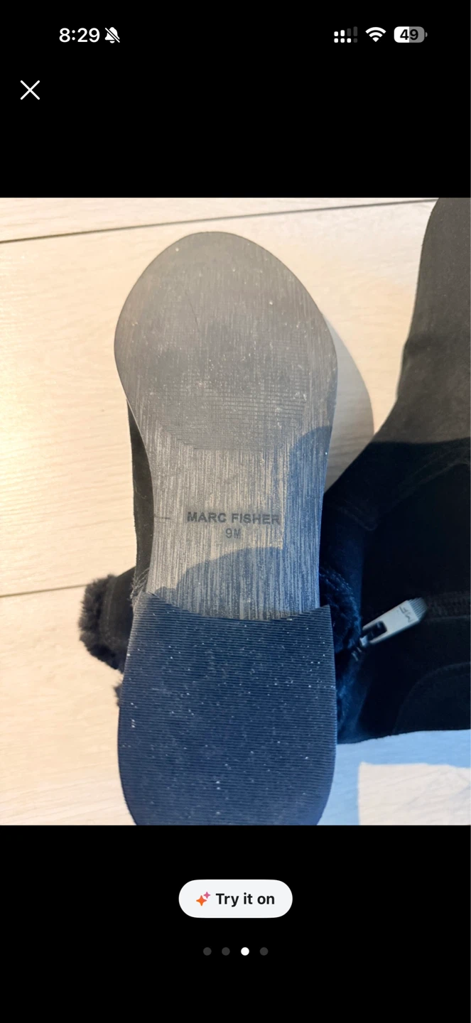 Marc Fisher Black Suede Fur Lined Ankle Boots - photo 4