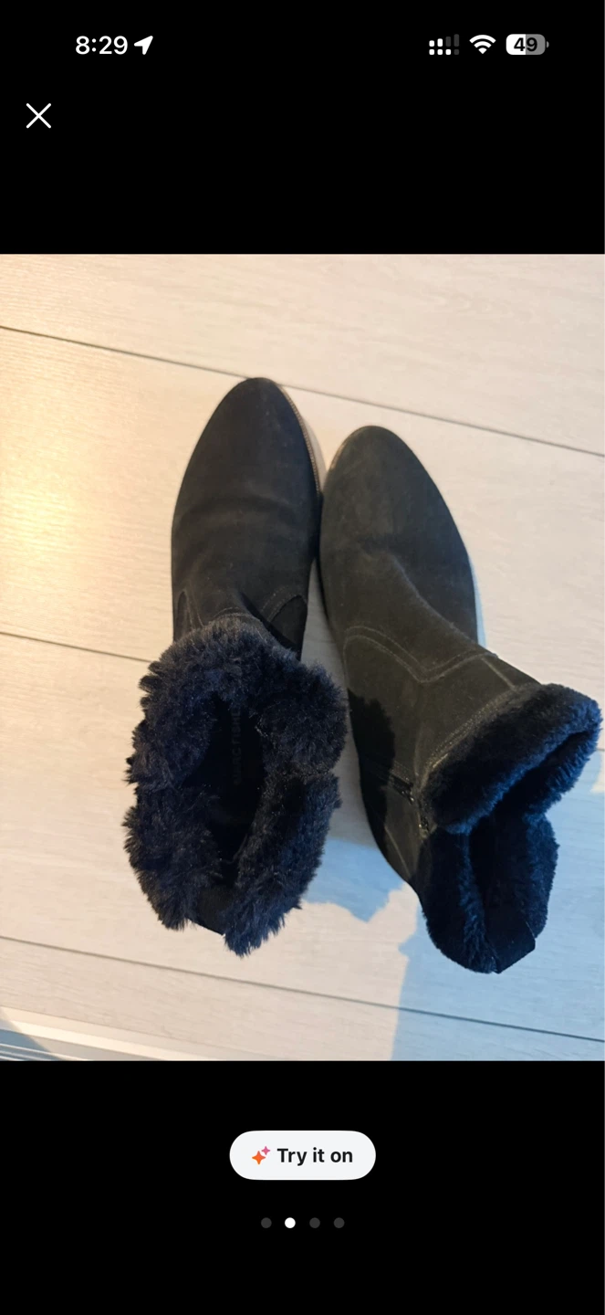 Marc Fisher Black Suede Fur Lined Ankle Boots - photo 2