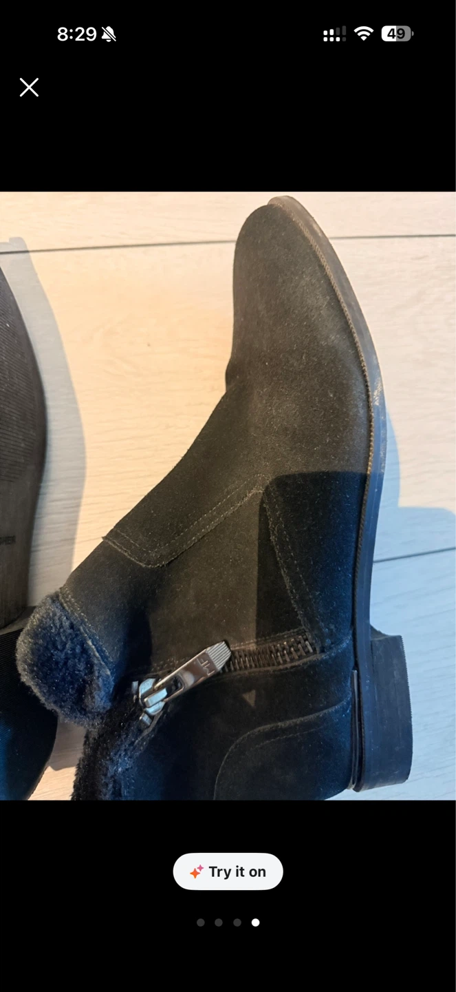 Marc Fisher Black Suede Fur Lined Ankle Boots - photo 3