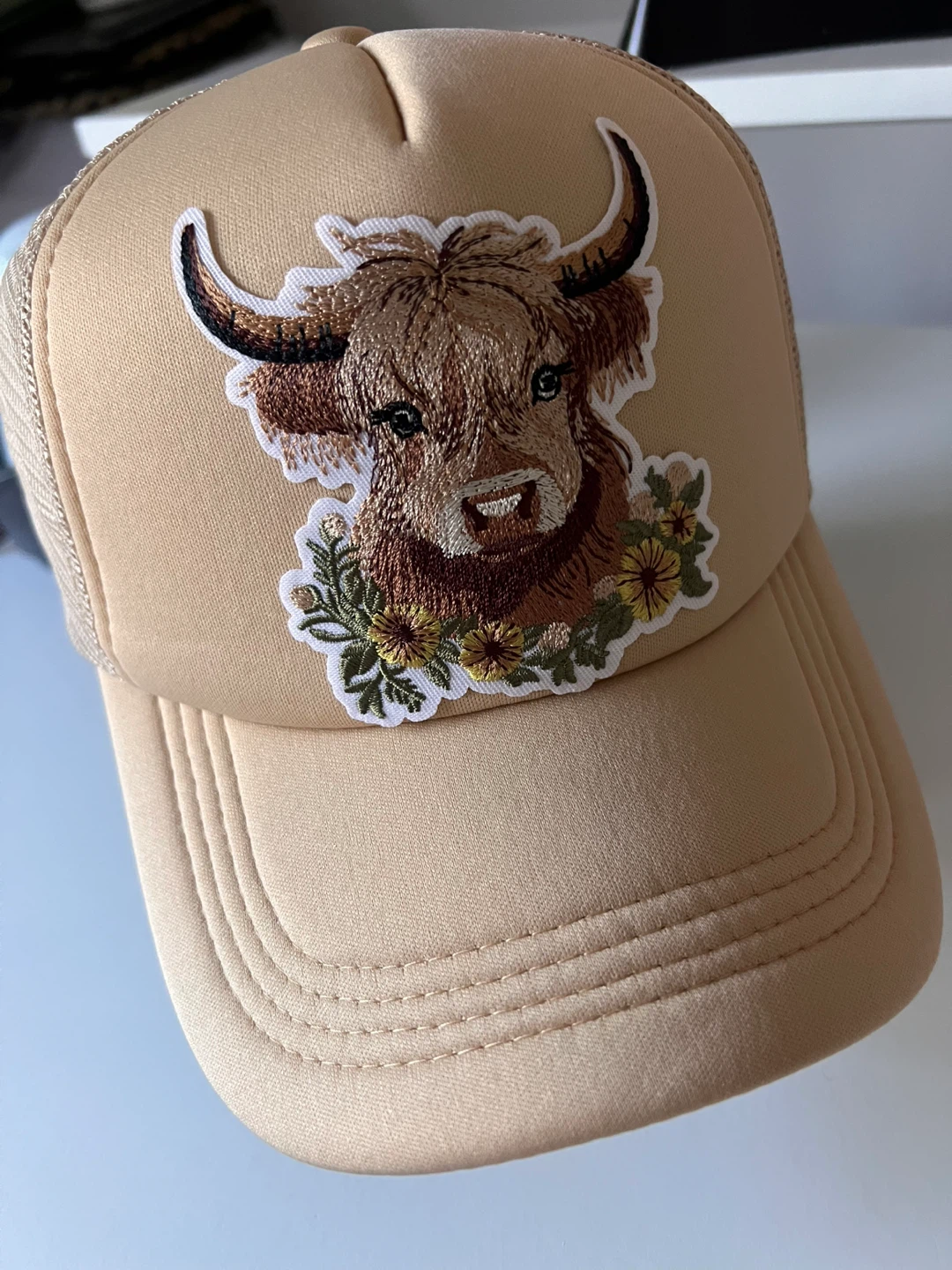 Tan Highland Cow Embroidered Trucker Hat - photo 2