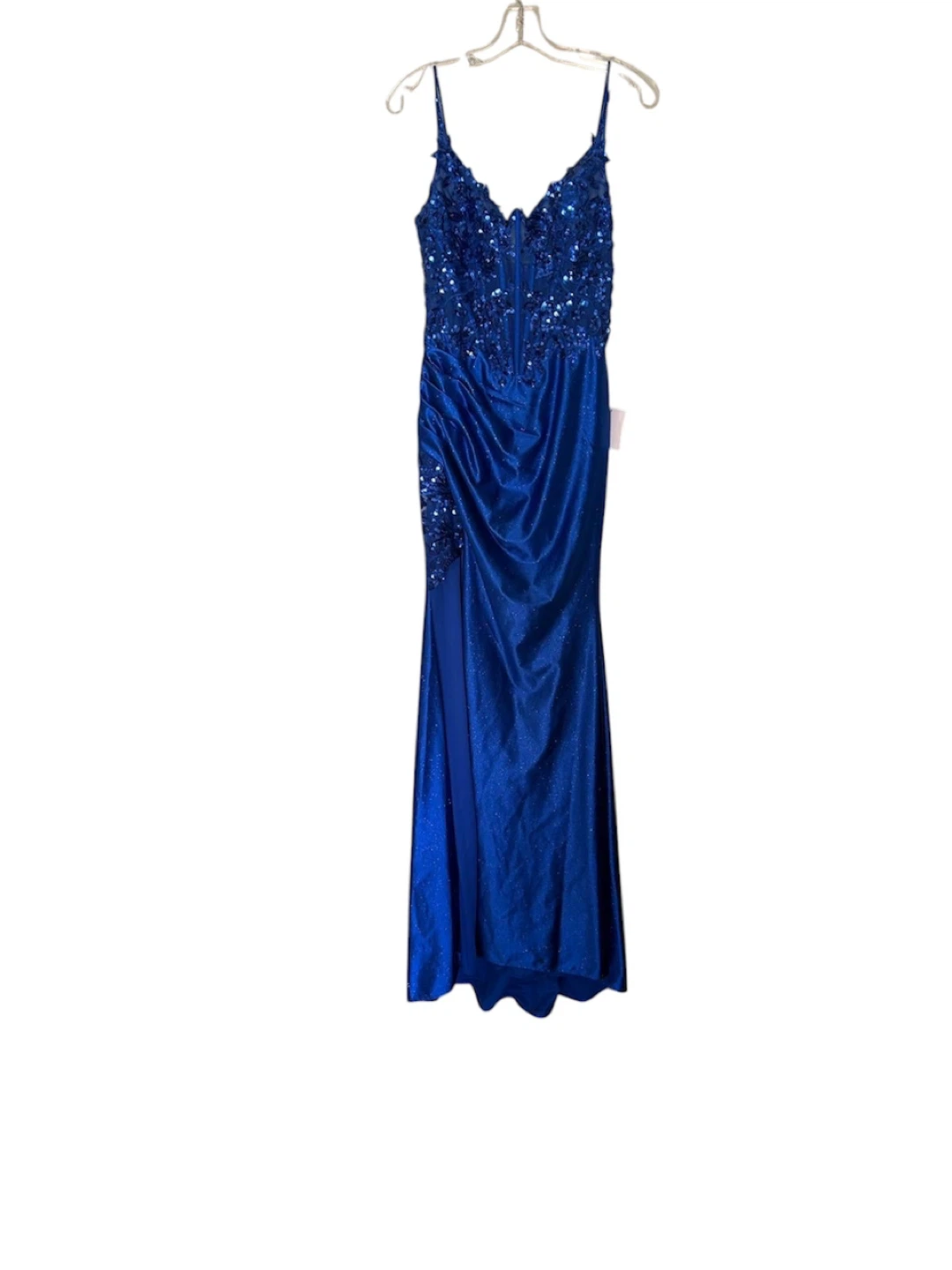 Royal Blue Sequin Lace Prom Dress - photo 3