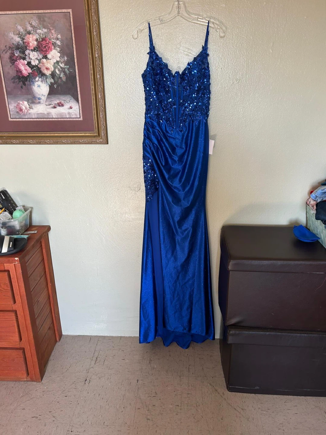 Royal Blue Sequin Lace Prom Dress - photo 2