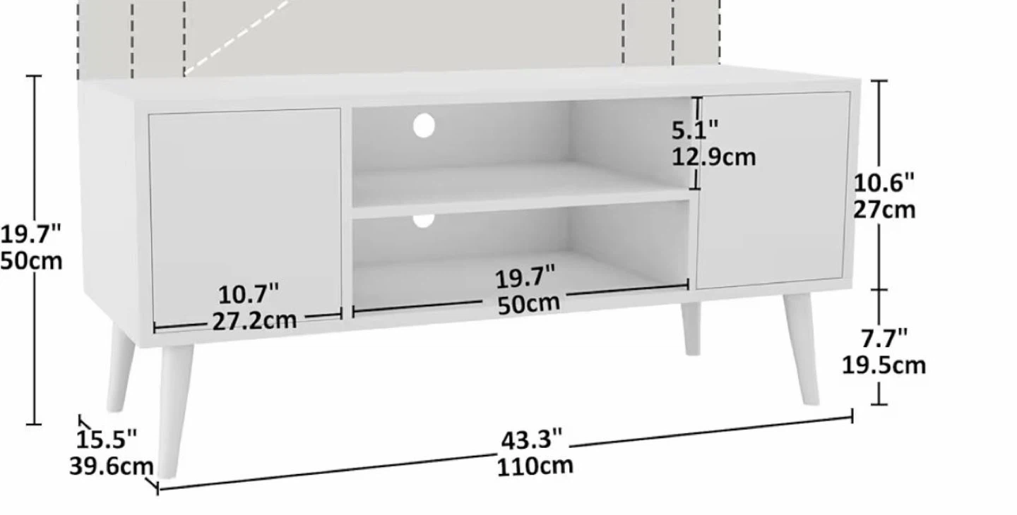White TV Stand Media Console with Storage - photo 2