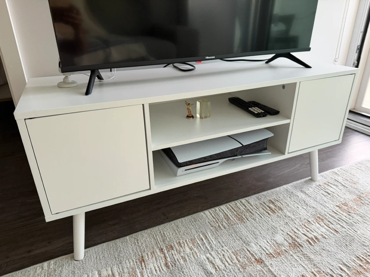 White TV Stand Media Console with Storage