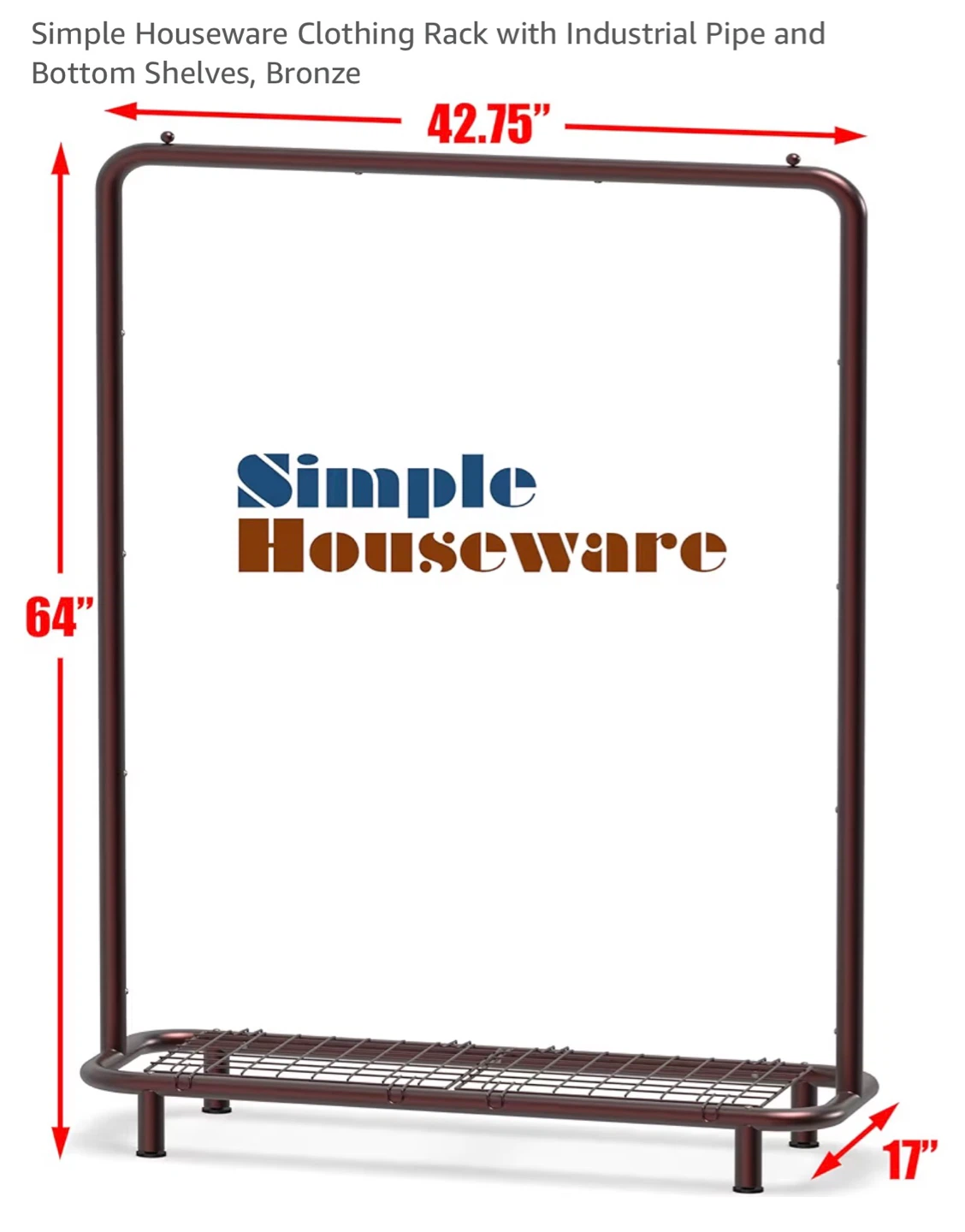Title: Clothing Rack with Bottom Storage Shelf – Bronze Finish - photo 2