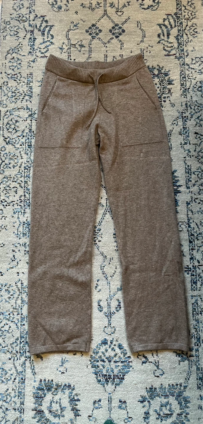 Petite trendy light brown wool pants