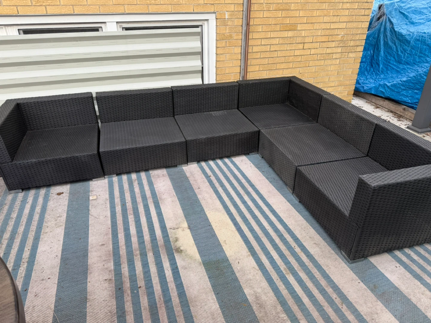 Black Rattan Sectional Outdoor Sofa Set