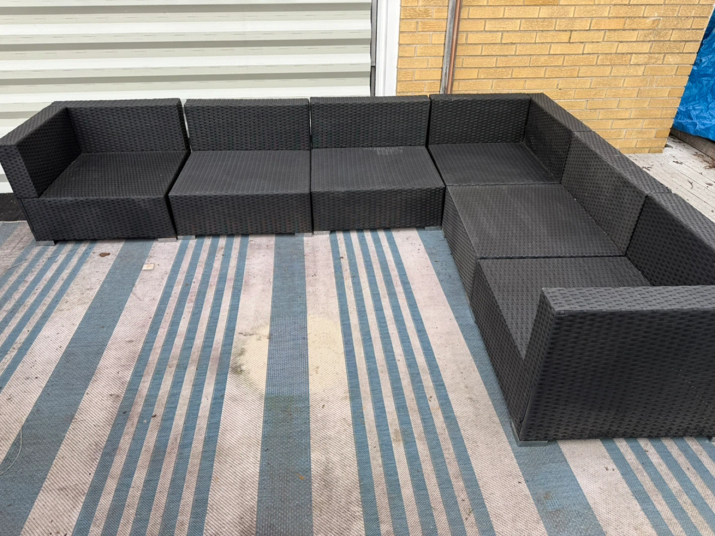 Black Rattan Sectional Outdoor Sofa Set - photo 2