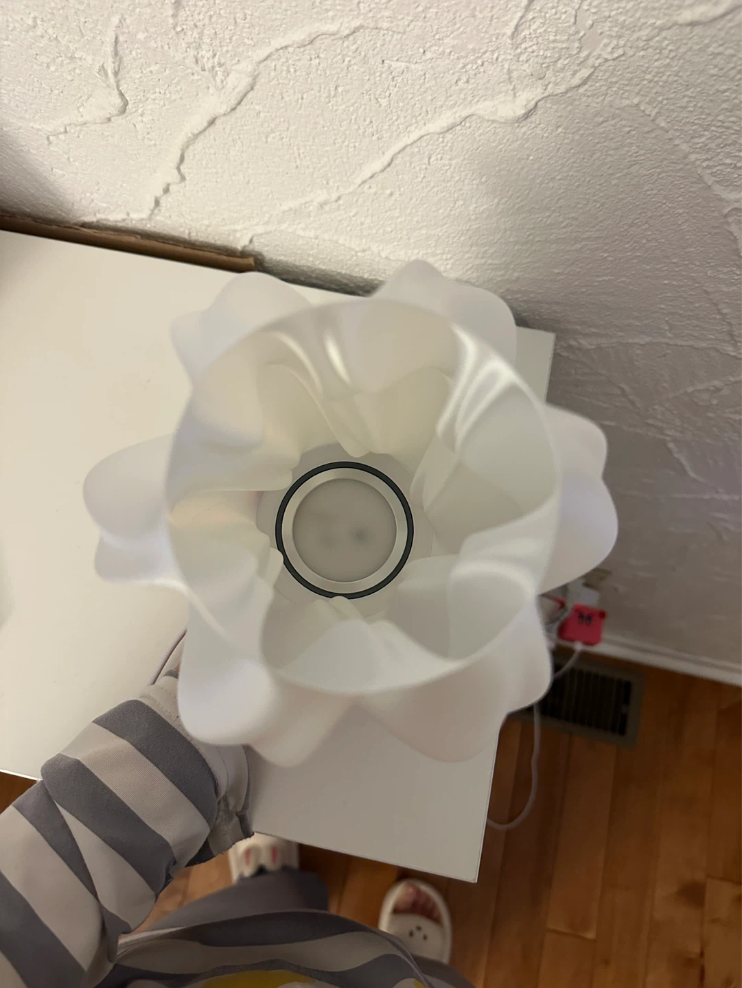 White 3D Printed Modern Accent Lamp with Remote - photo 3