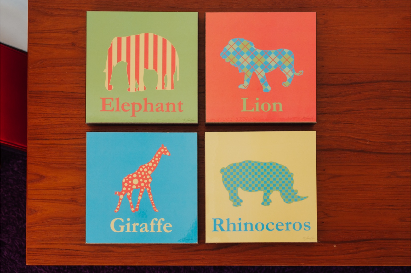 Safari Animal Kids Wall Art Set (4)