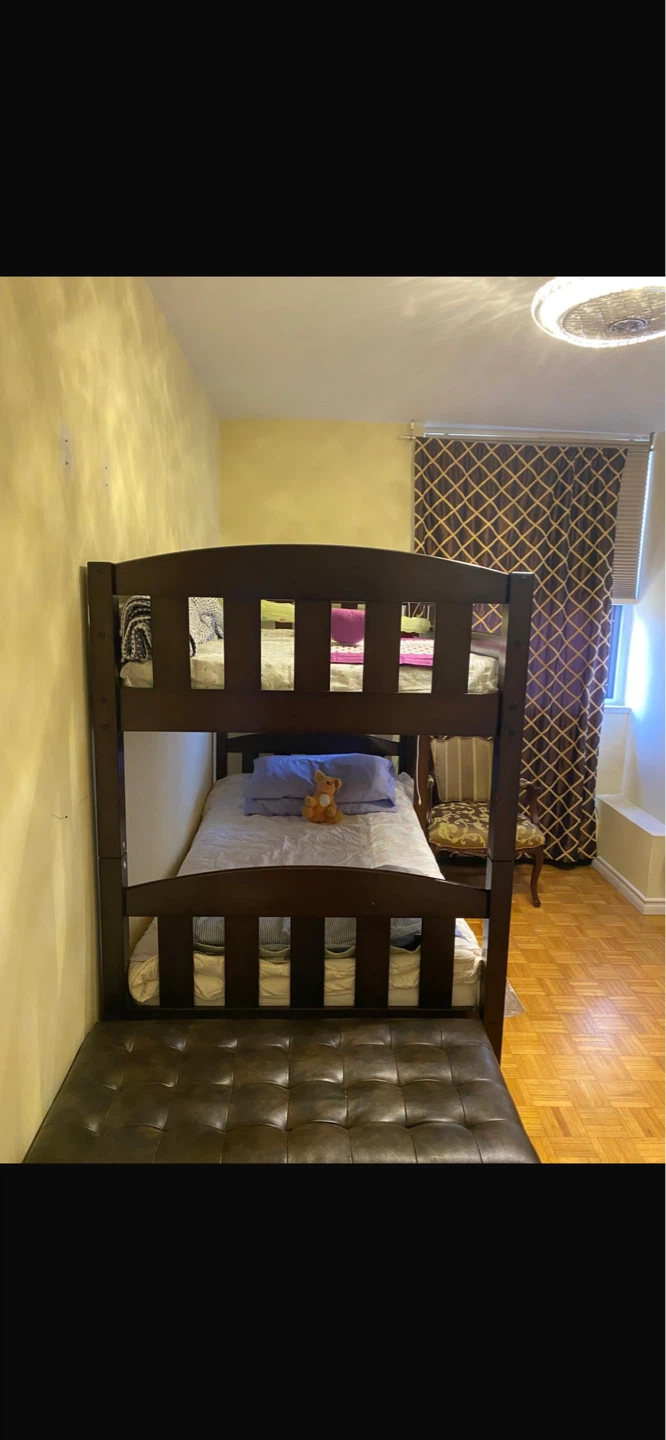 Dark Brown Wooden Bunk Bed
