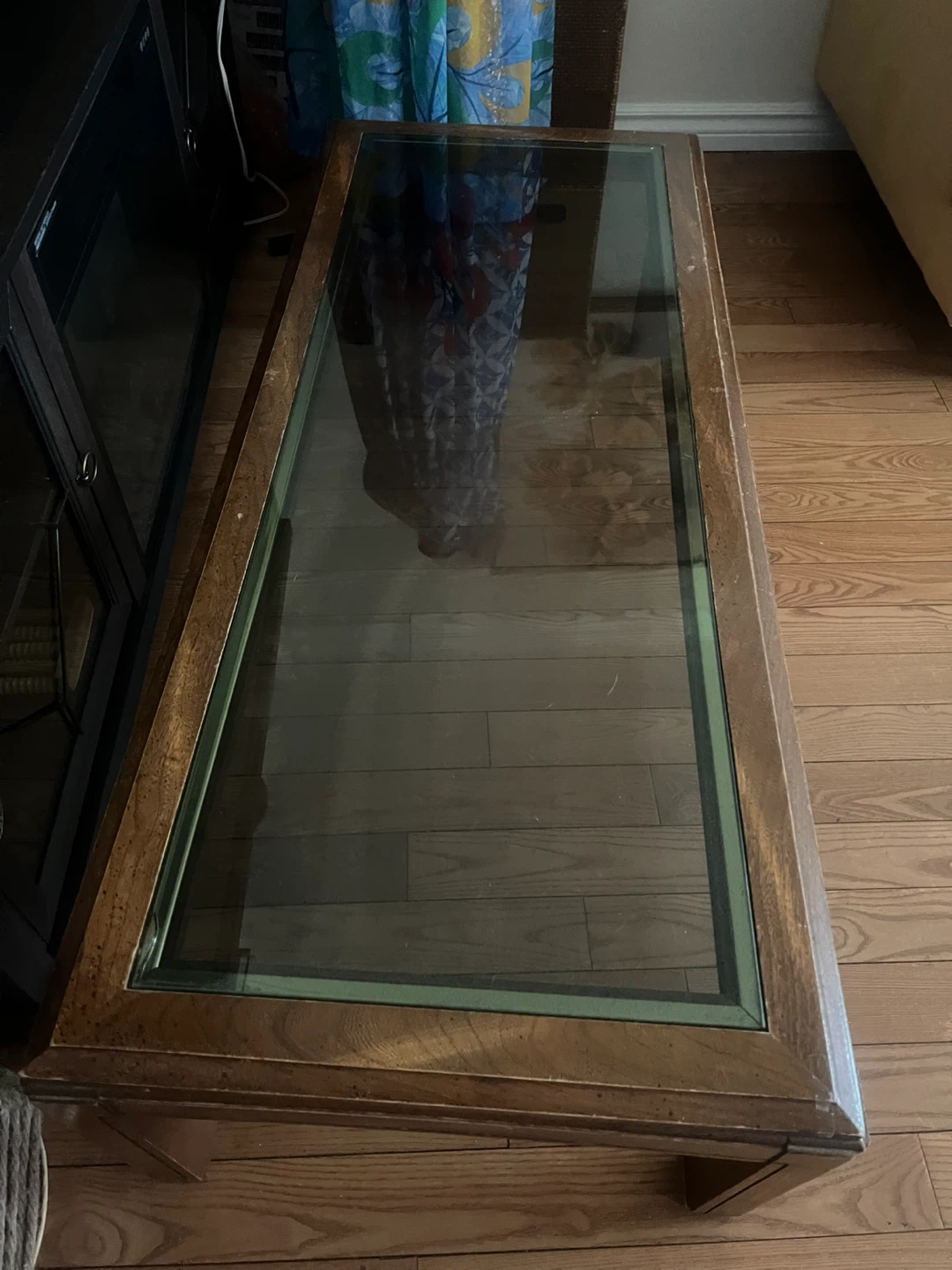 Wooden Coffee Table with Glass Top