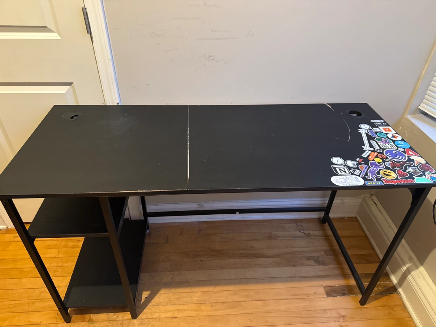 Black Study Desk with Shelves - photo 2