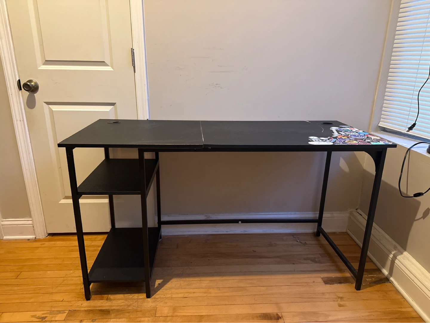 Black Study Desk with Shelves