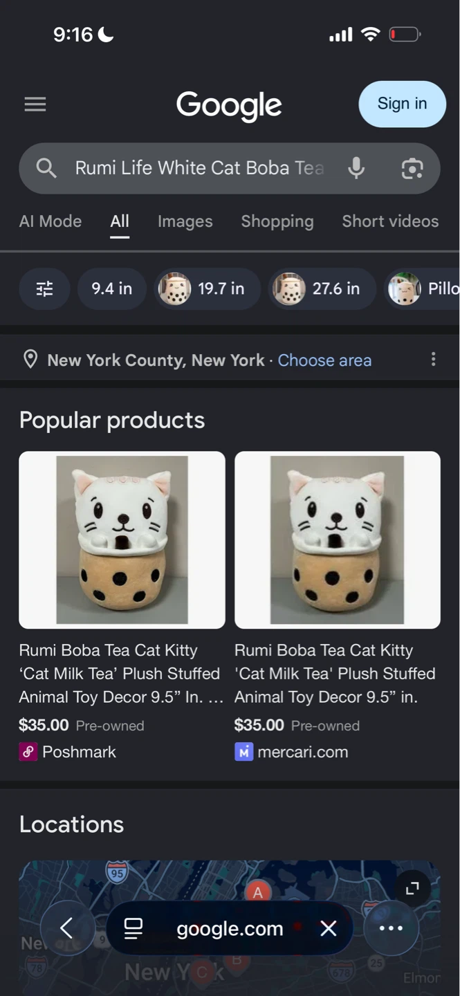 Rumi Life White Cat Boba Tea Plush
