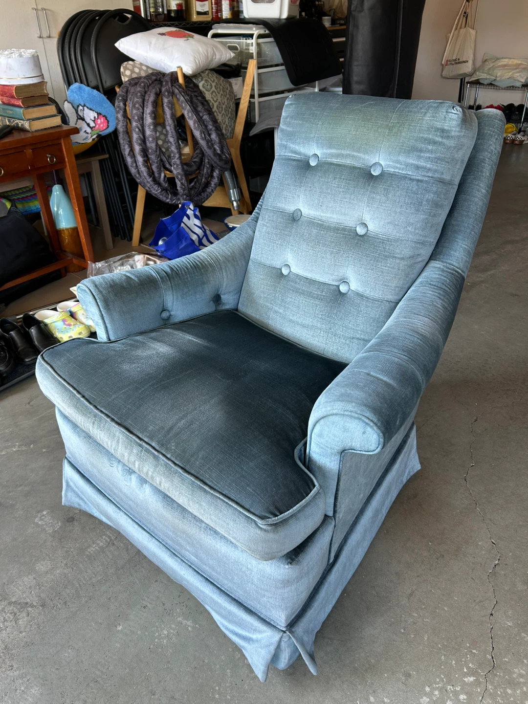 Light Blue Velvet Armchair