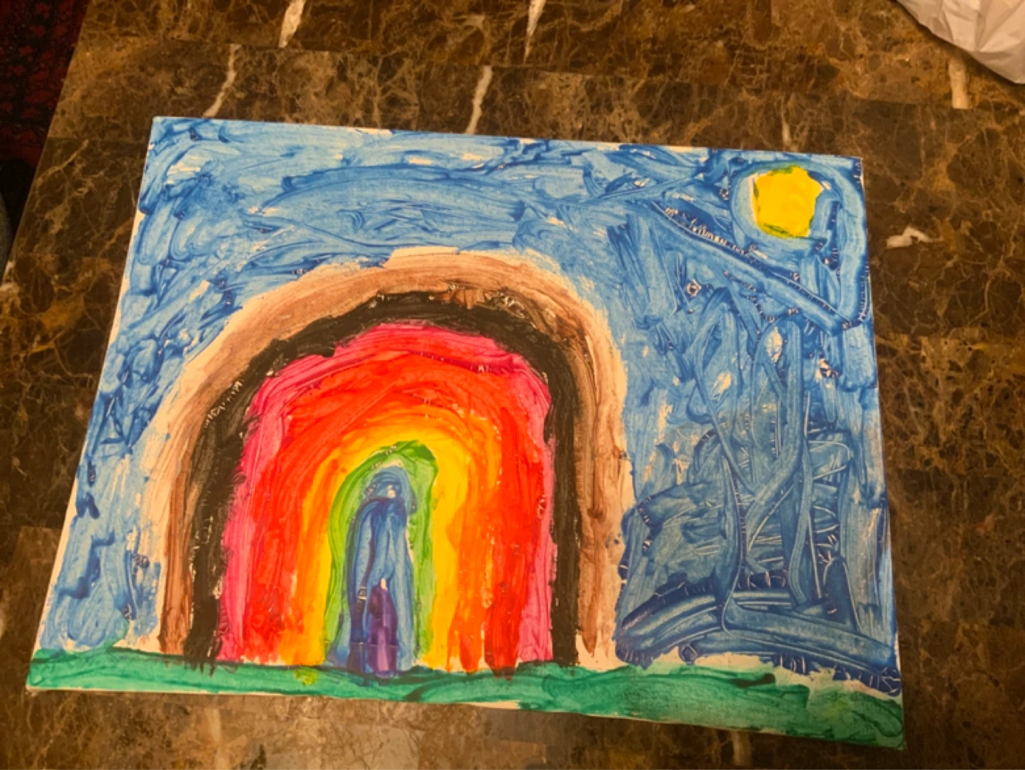 Child's Rainbow and Sun Painting