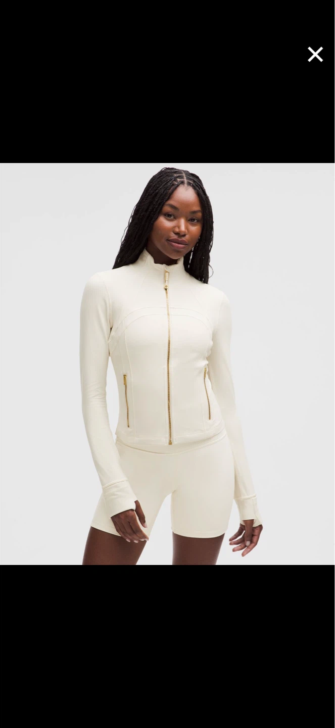 Lululemon Define Cropped Jacket Nulu Light ivory and gold
