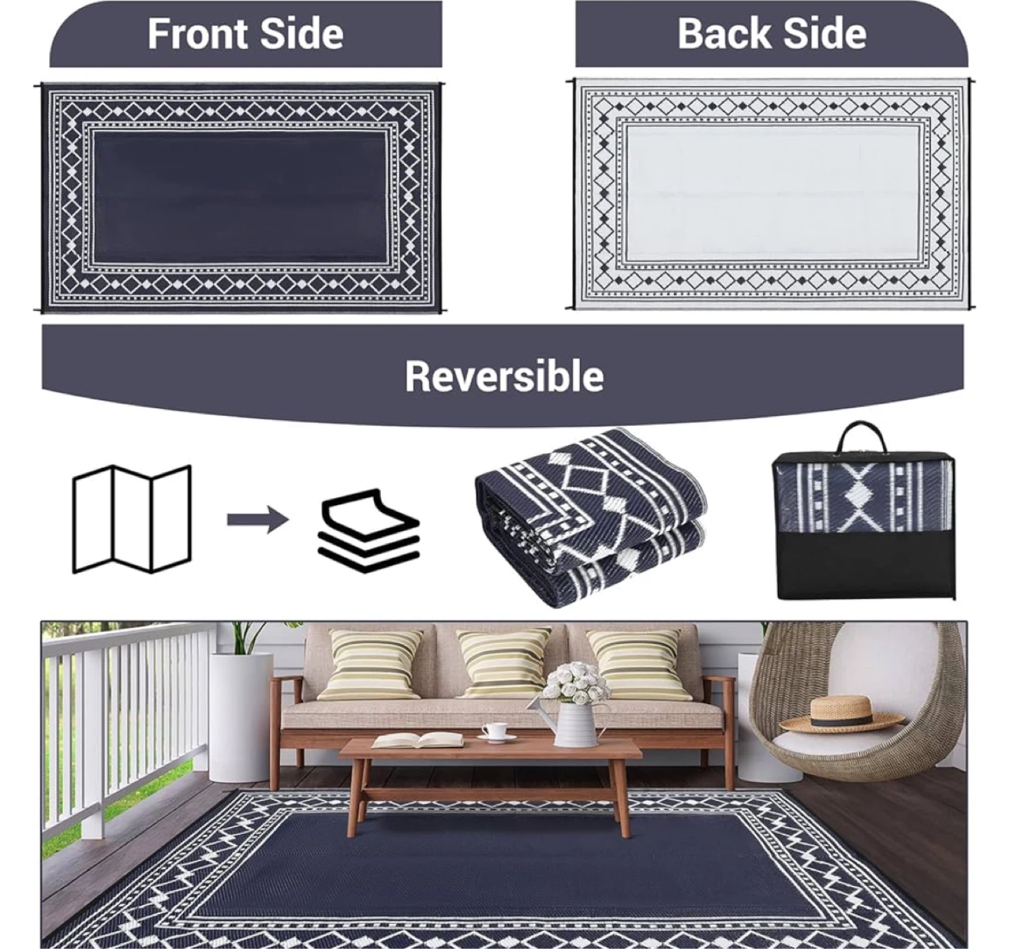 Reversible Outdoor Rug 8”x 10” - photo 3