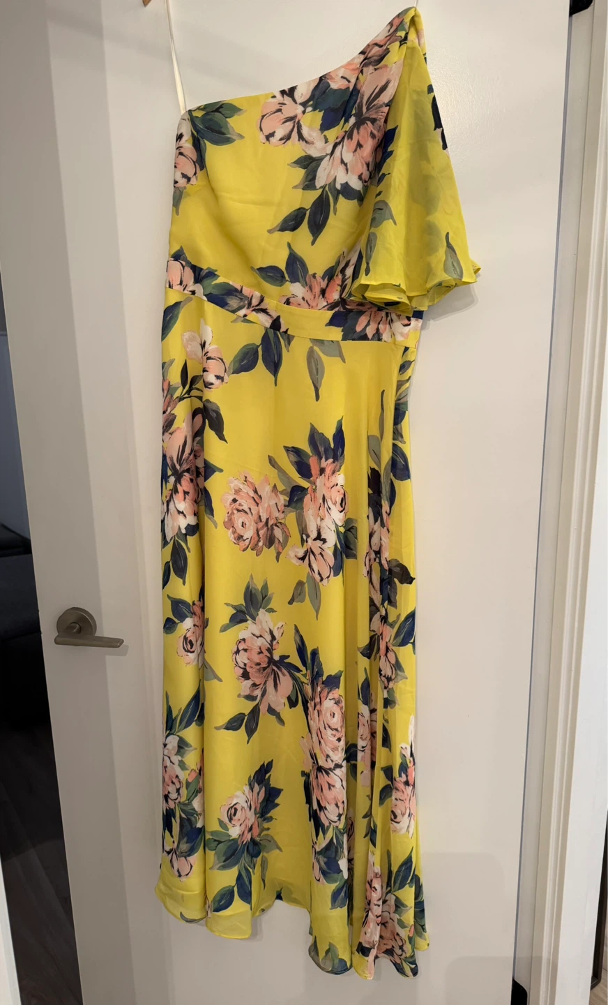 Yellow Floral One-Shoulder Maxi Dress