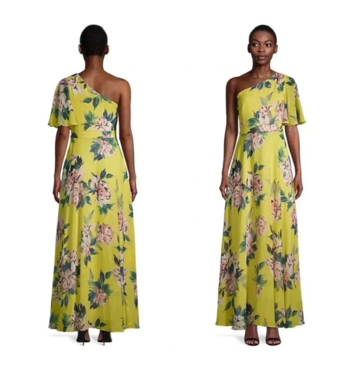Yellow Floral One-Shoulder Maxi Dress - photo 2