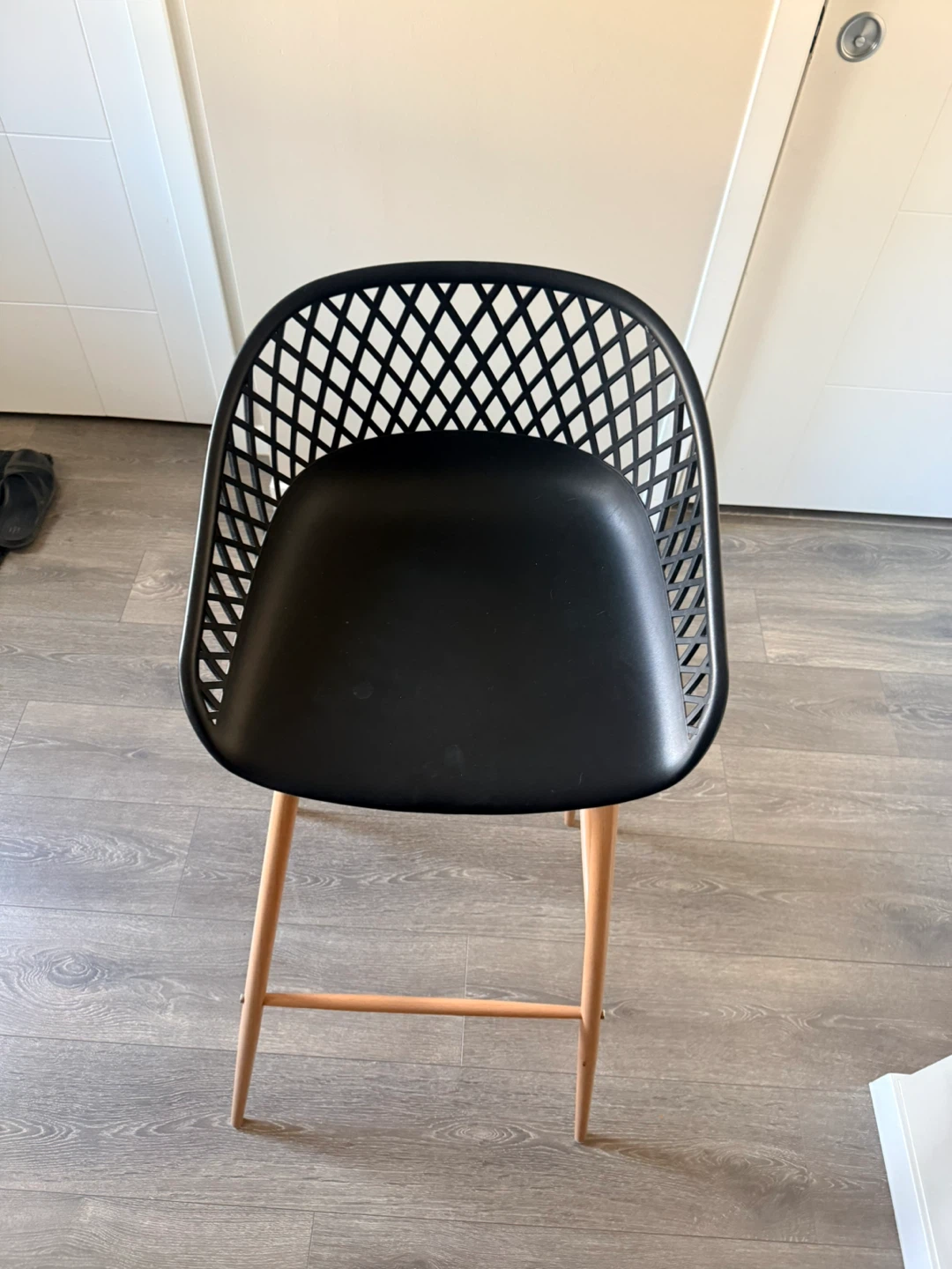 Black Bar Stool with Wood Legs - photo 2