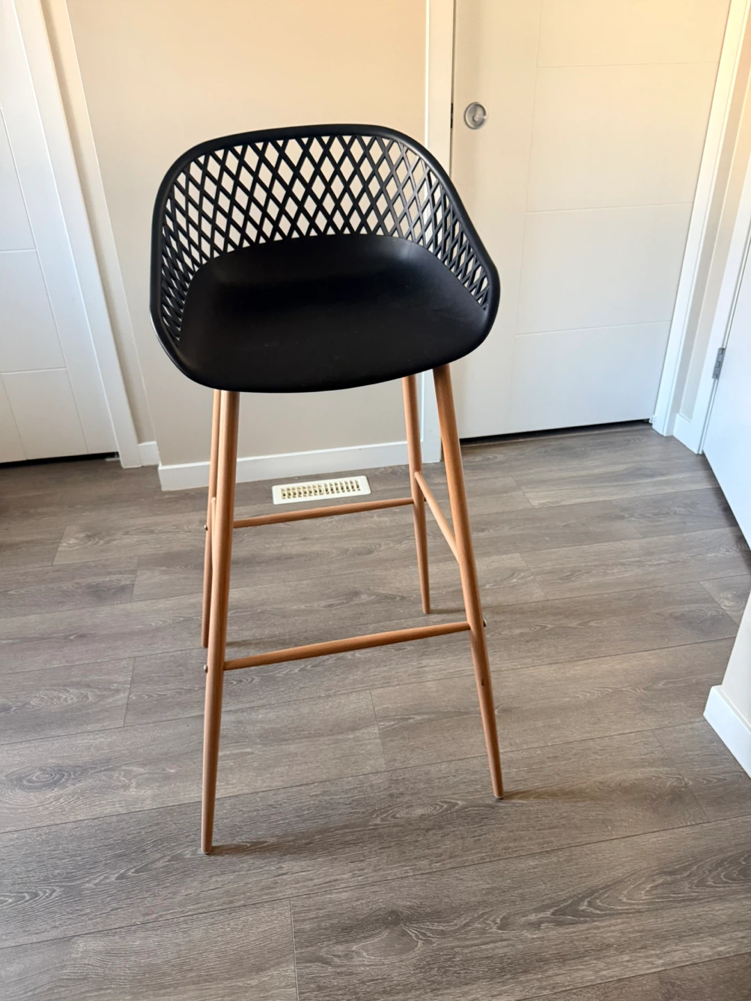 Black Bar Stool with Wood Legs - photo 3